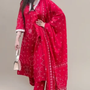 anni designer women's rayon viscose straight printed kurta with pant & dupatta